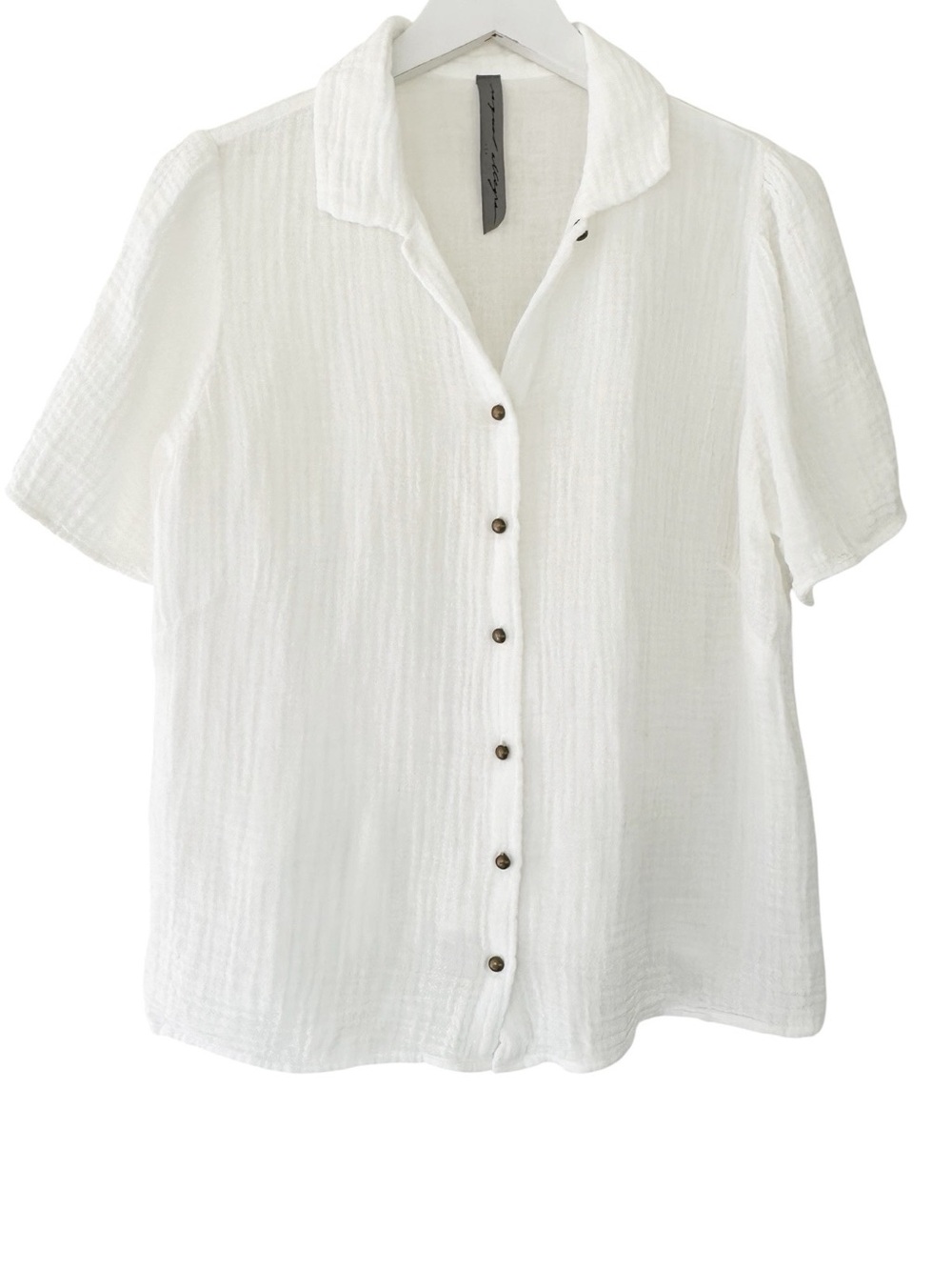 Raquel Allegra • Cotton Gauze Button Short Sleeve Shirt